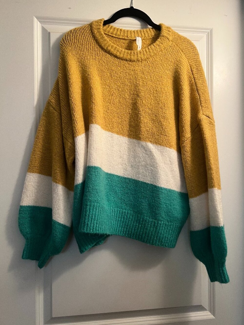 Colorblock Sweater Dreamers - Green White Yellow 1X